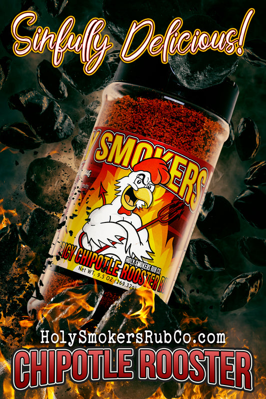The Best The Rooster Spicy Chipotle bbq rub by Holy Smokers Rub Co, for any beef, pork, poultry, sea food and veggies
