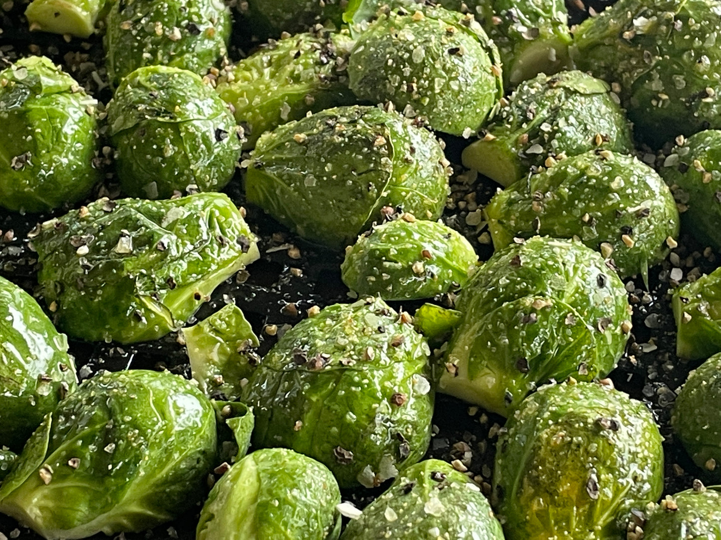 This Brisket Rub on these Brussel sprouts is The Best SPG seasoning with a Hickory Flavoring