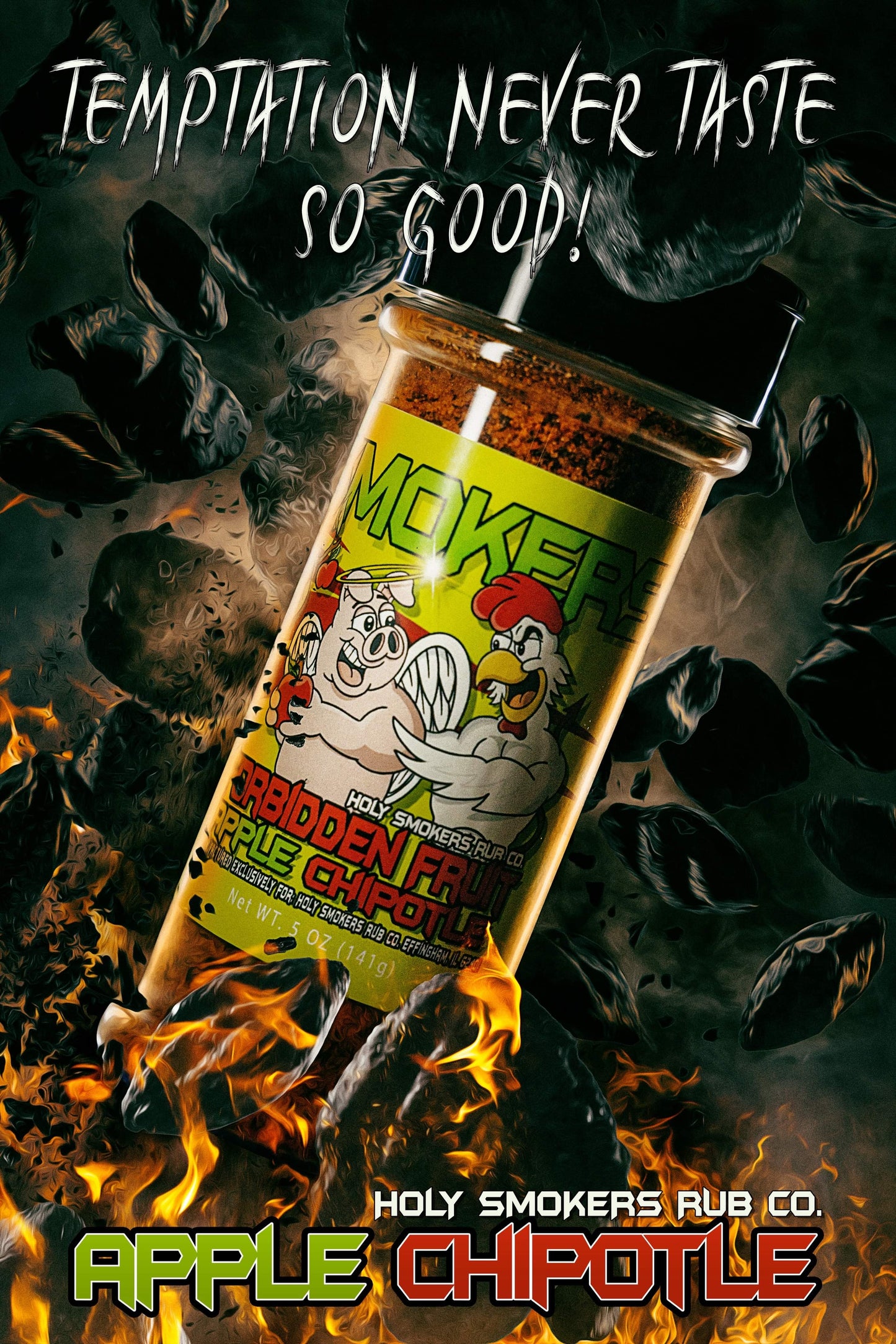 Savor the Unique Fusion of Sweetness and Heat with Holy Smokers Rub Co's Forbidden Fruit Apple Chipotle Sample Pack - Elevate Your BBQ Experience!
