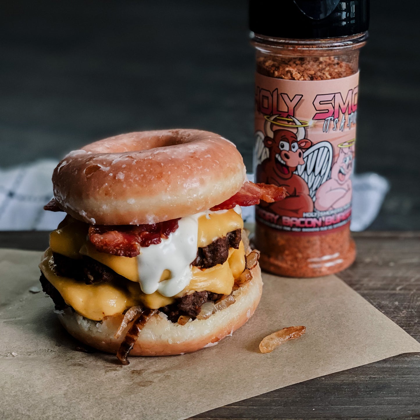 Donut burger Rub for ground beef, patties, or bacon-wrapped sliders.