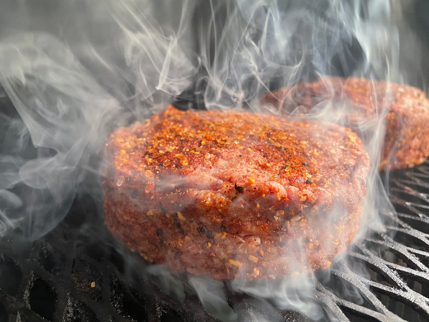 Smoked Bacon and cheese stuffed burger, Hickory bacon BBQ rub – great for beef, sausage, or grilled vegetables.