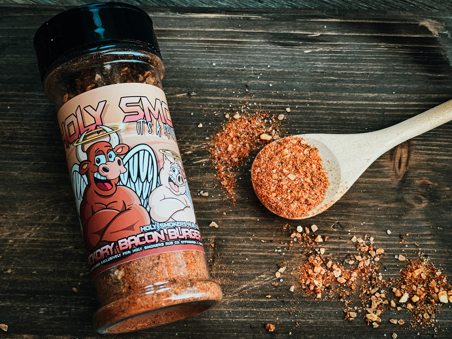 Bacon-flavored burger rub with smoky hickory twist.