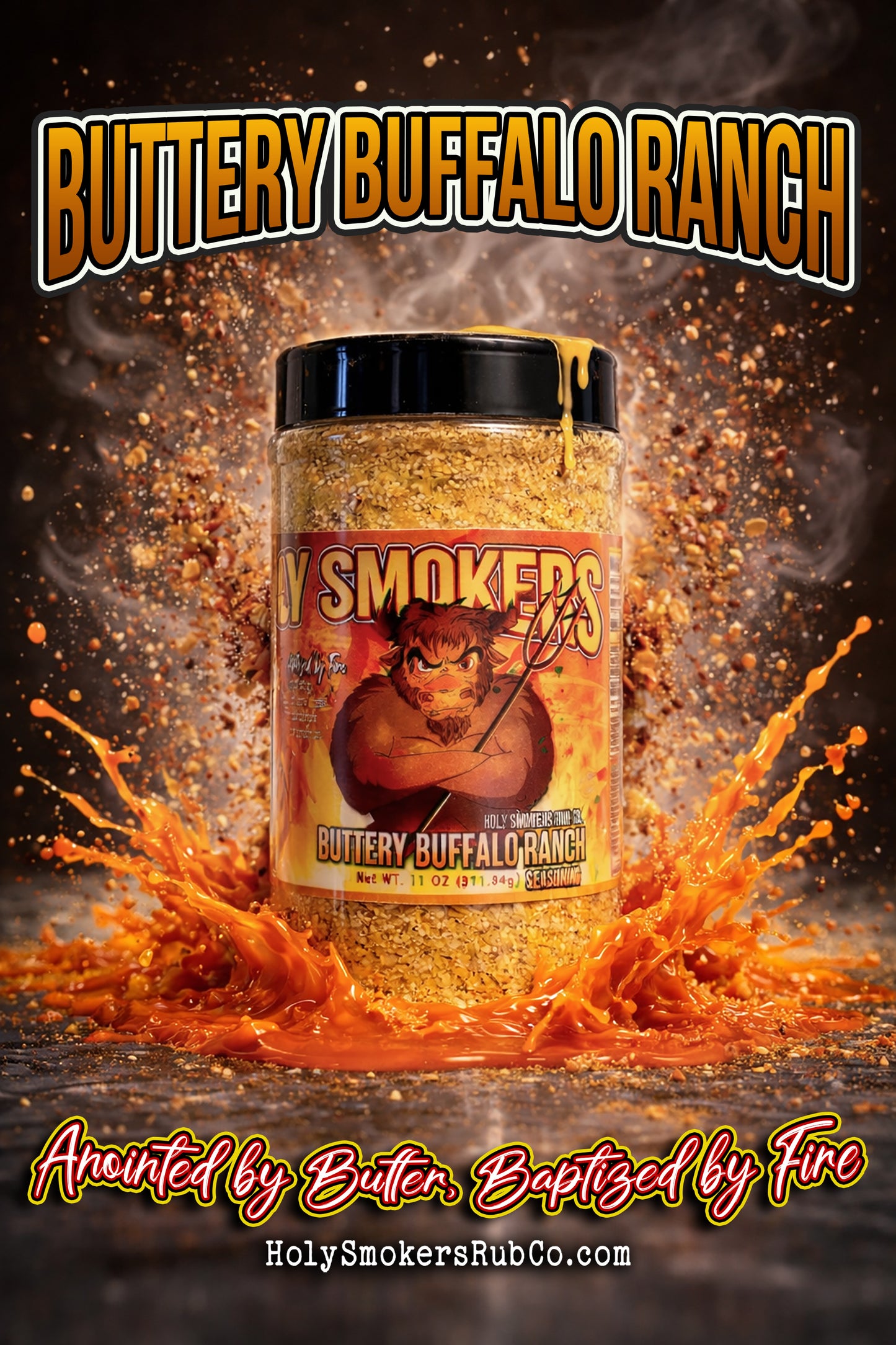 Buttery buffalo Ranch seasoning, for chicken, pork, beef, veggies, sea food and more.  This gives a buffalo heat with a buttery flavor ended with a ranch profile!