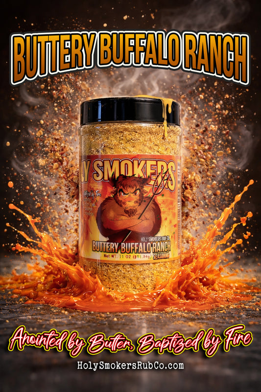 Buttery buffalo Ranch seasoning, for chicken, pork, beef, veggies, sea food and more.  This gives a buffalo heat with a buttery flavor ended with a ranch profile!