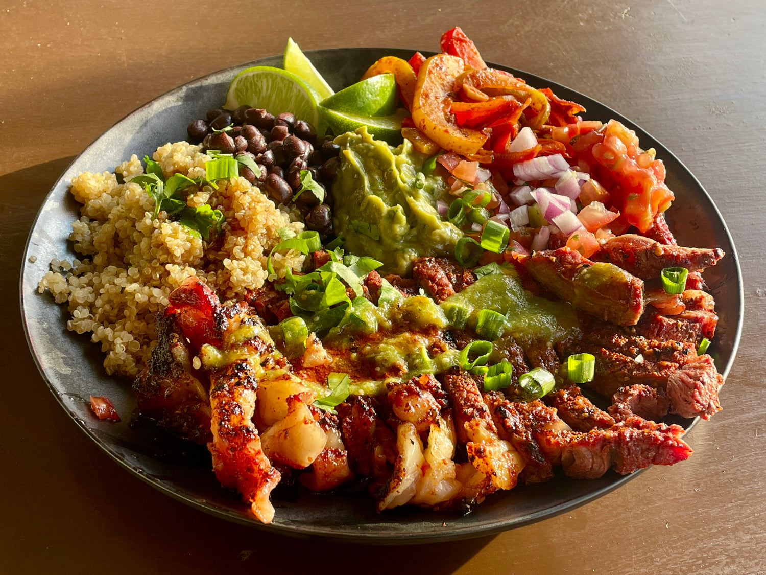 Casual Jamaican Jerk seasoned steak bowls made with Holy Smokers Jamaican Jerk BBQ rub - easy family-approved weeknight dinner recipe with award-winning BBQ seasoning