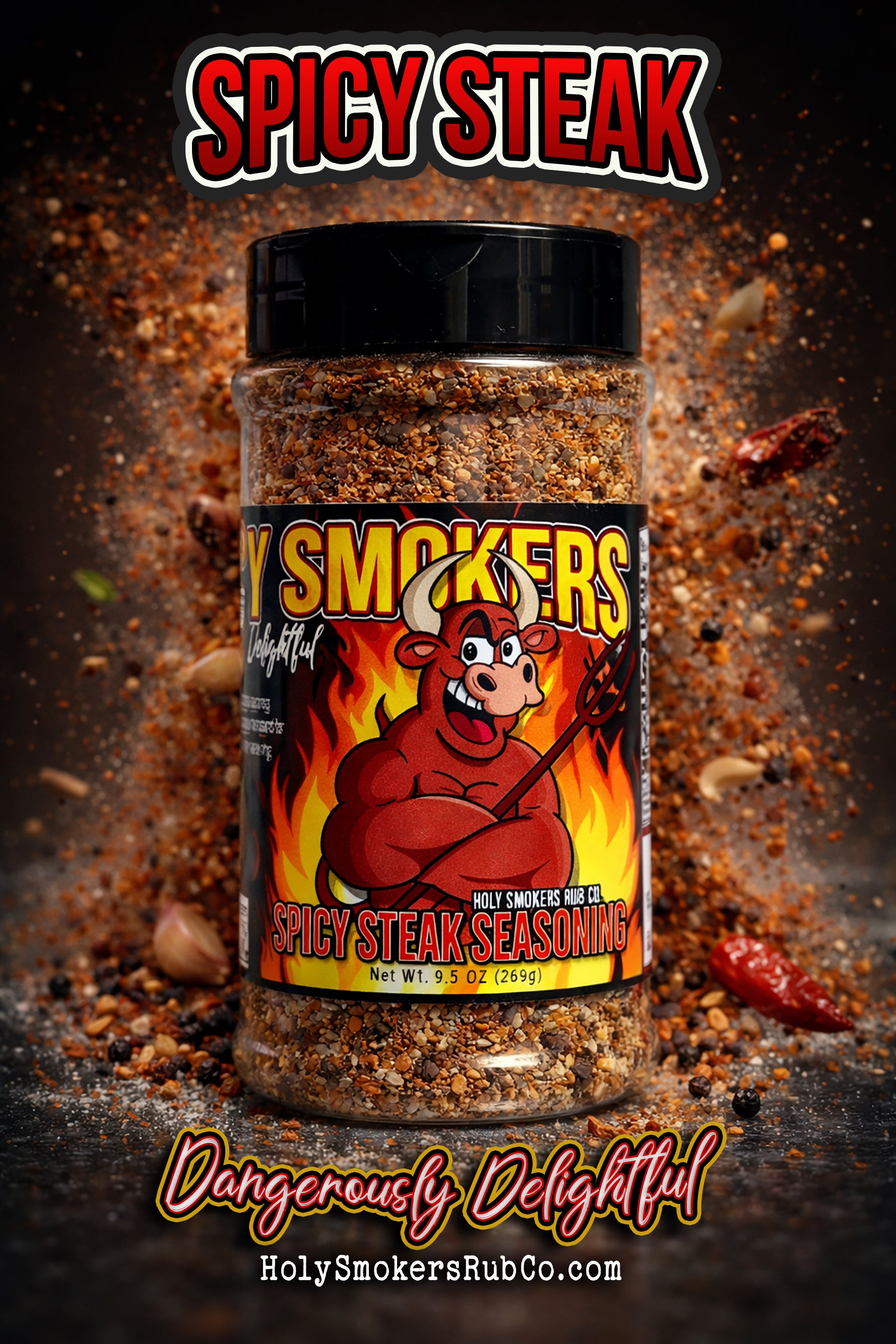 Spicy Steak BBQ rub with bold chili and garlic flavor, crafted for grilling and SCA competition steak.