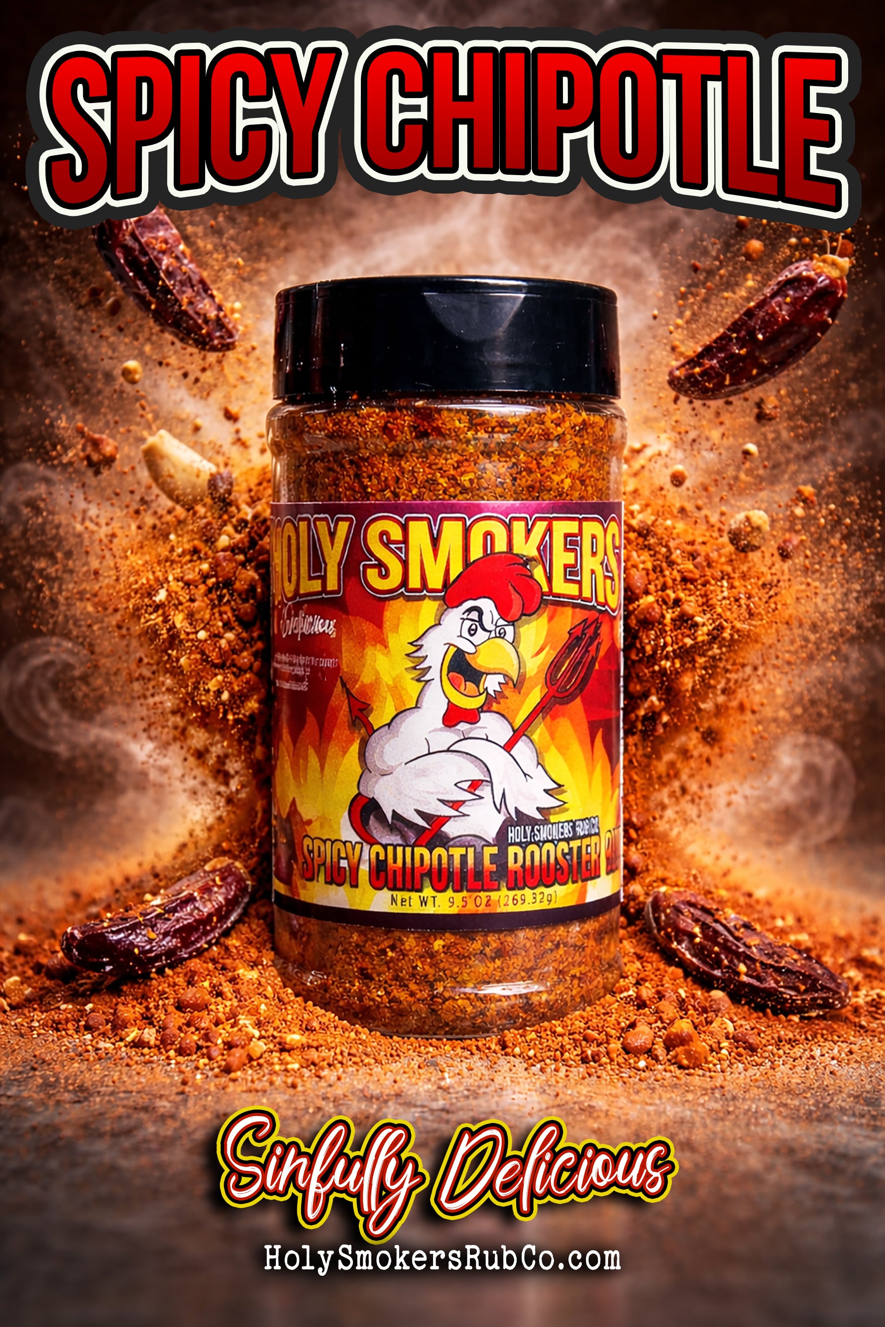 The Best The Rooster Spicy Chipotle bbq rub by Holy Smokers Rub Co, for any beef, pork, poultry, sea food and veggies