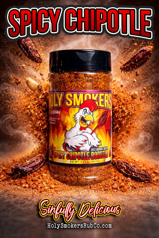 The Best The Rooster Spicy Chipotle bbq rub by Holy Smokers Rub Co, for any beef, pork, poultry, sea food and veggies