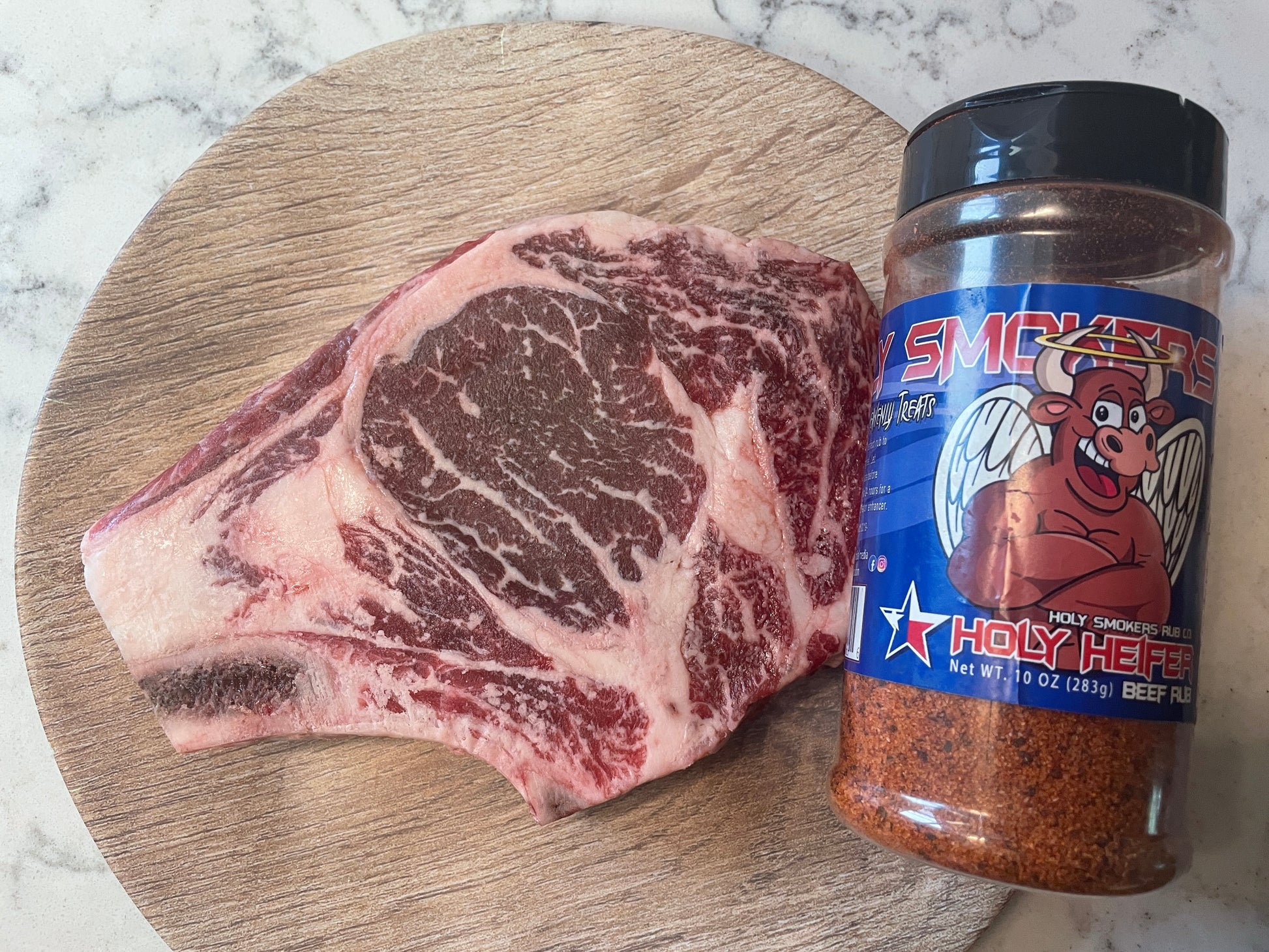 Ribeye Steak seasoned with Holy Smokers Rub Co's Holy Heifer Beef Rub