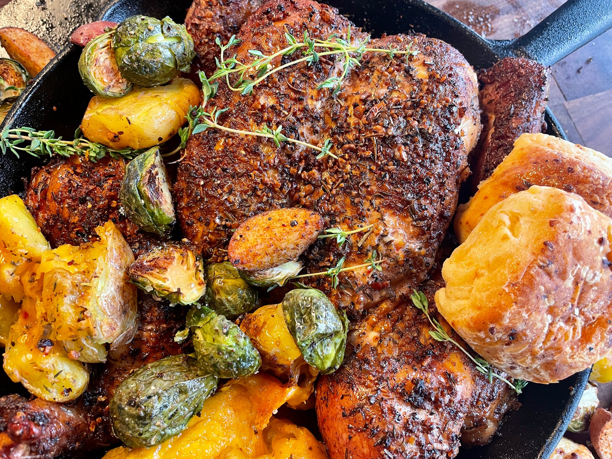 Herb-packed turkey rub for smoking, roasting, or baking.