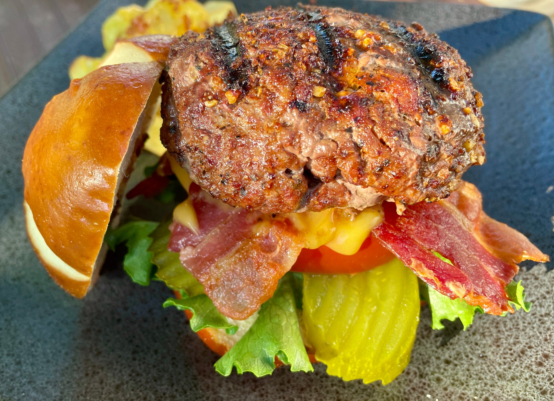 Holy Heifer BBQ Rub on burgers, Signature beef rub with Texas-style spice and sear.
